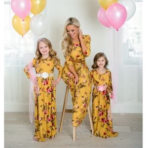 🆕⭐ Mustard yellow floral girls boho maxi dress